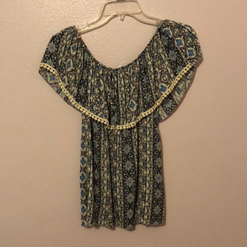 Blue Off the Shoulder Top